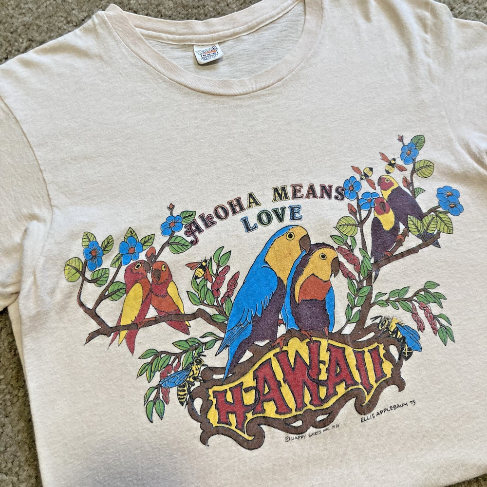 RARE Vintage 1975 Size M "Aloha Means Love" Hawaii Hanes Tee by Ellis Applebaum